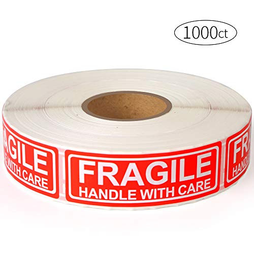Fragile 1"x3" Handle with Care Shipping Stickers, 1000 Labels Per Roll