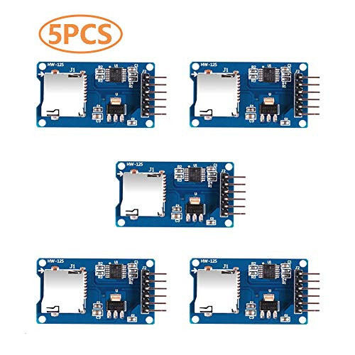 Aoicrie 5Pcs Micro SD Mini TF Card Adater Reader Module - Micro SDHC SPI Interface Driver Module with chip Level Conversion for Arduino R3 MEGA 2560 Due