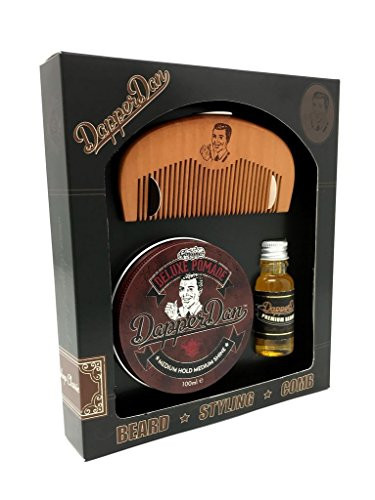Dapper Dan Men's Grooming Hair And Beard Styling Gift Set. Contains Dapper Dan Deluxe Pomade, Dapper Dan Hair and Beard Styling Comb and Dapper Dan Beard Oil 30ml