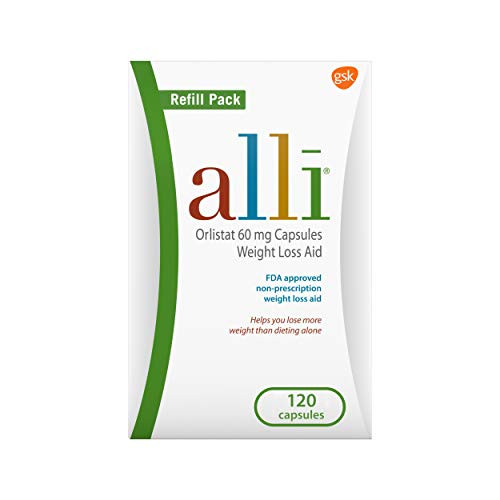 alli Weight Loss Diet Pills, Orlistat 60 mg Capsules, 120 Count Refill Pack