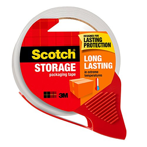 Scotch Brand Scotch Long Lasting Storage Packaging Tape with Dispenser, 1.88 in. x 38.2 yd, 1 Dispenser/Pack, MMM3650SRD, Clear