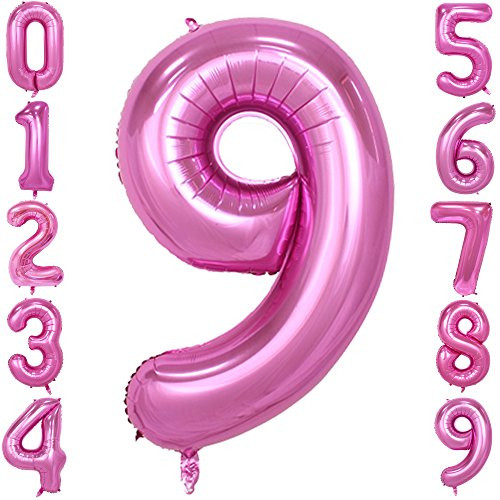 40 Inch Pink Giant Number Balloons Mylar Foil Large Number 9 Big Helium Balloon Birthday Party Decoration
