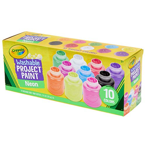 Crayola Washable Kids Paint Set, 2oz Bottles, 10 Count, Assorted Neon