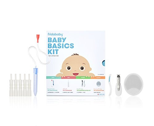 Baby Basics Care Kit by FridaBaby | a Registry Must Have Gift Set Includes NoseFrida, NailFrida, Windi, DermaFrida & Silicone Carry Case - a Great Value to Keep Your Baby Healthy & Clean