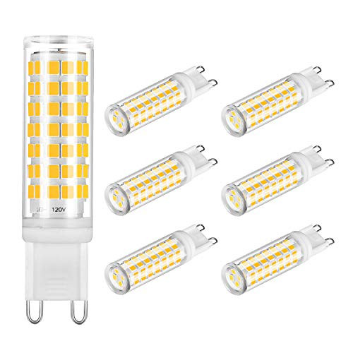 Yuiip G9 LED Light Bulbs, 6W (40W 50W 60W Halogen Equivalent), Warm White 3000K, G9 Bi Pin Base Bulb, Not Dimmable Lamp for Home Lighting (Pack of 6)