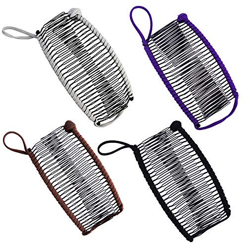 4pcs Banana Clips Large Size Stretch Banana Hair Clip for Thick Hair Vintage Clincher Comb Hair Clamp Ponytail Holder Grip Banana Clip Comb Tool for Women Curly Hair (Black, Brown,Purple, Grey) 4pcs Banana Clips Large Size Stretch Banana Hair Clip for Thick Hair Vintage Clincher Comb Hair Clamp Ponytail Holder Grip Banana Clip Comb Tool for Women Curly Hair (Black, Brown,Purple, Grey)