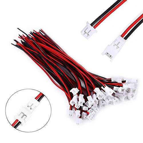 Letool 10 Pairs 1.25 mm JST 2 Pin Micro Electrical Male and Female Connector Plug with 80mm Wire Cables