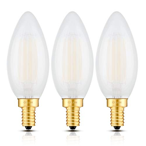 CRLight 6W Dimmable LED Candelabra Bulb 3200K Soft White, 60W Equivalent 600LM, E12 Base LED Filament Light Bulbs, B11 Candle Frosted Glass Decorative Chandelier Bulbs, Smooth Dimming Version, 3 Pack