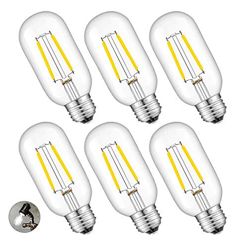 CRLight LED Tubular Bulb 4000K Daylight White, 30W Equivalent 300 Lumens, 2W Dimmable LED Filament Light Bulbs, E26 Base Antique Edison T45 Clear Glass Tubular Bulbs, 6 Pack CRLight LED Tubular Bulb 4000K Daylight White, 30W Equivalent 300 Lumens, 2W Dimmable LED Filament Light Bulbs, E26 Base Antique Edison T45 Clear Glass Tubular Bulbs, 6 Pack