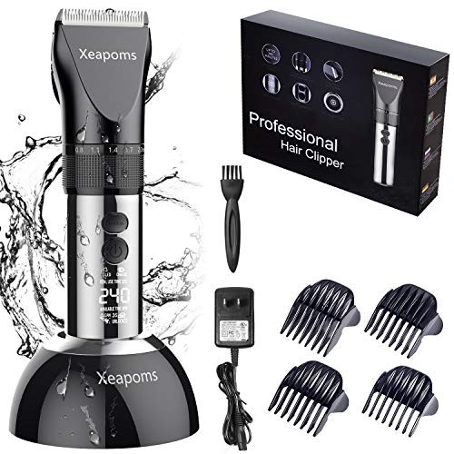 Xeapoms Hair Clippers,Professional Cordless Barber Clippers for Men,Mens Hair Trimmer Beard Trimmer Hair Cutting & Grooming Kit Rechargeable with LED Display Xeapoms Hair Clippers,Professional Cordless Barber Clippers for Men,Mens Hair Trimmer Beard Trimmer Hair Cutting & Grooming Kit Rechargeable with LED Display