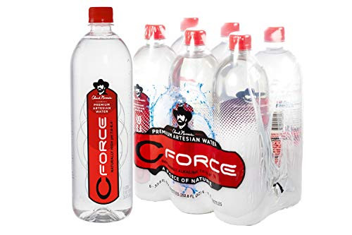 CForce Natural Artesian Bottled Water, Naturally High pH + Alkaline, 1 Liter (33.8oz) (Pack - 6)