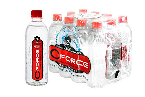 CForce Natural Artesian Bottled Water, Naturally High pH & Alkaline, 16.9 oz (500ml) (Pack - 12)