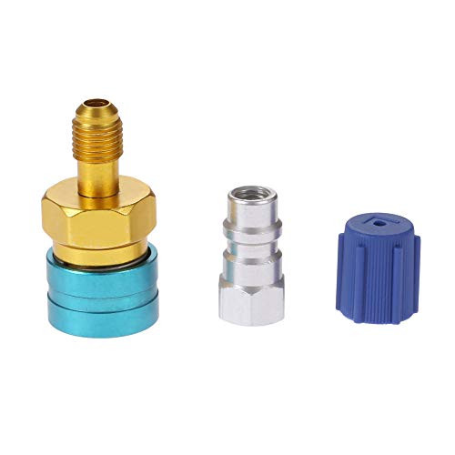 R1234YF to R134A Adapter Quick Coupler Conversion Kit, R12 to R134A AC Charging Hose Adapter Fitting Connector Refrigerant Can Adapter Valve Tool for Car Air-Conditioning