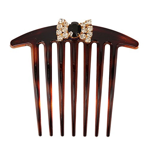 Caravan French Twist Comb Hand Decorated with Bow in Jet and Crystal Stone