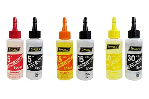 BSI / Taytools Bob Smith Industries Combo Pack 5,15 and 30 Minute 2 Part Epoxy Quik-Cure (TM), Mid-Cure (TM) and Slow-Cure (TM) 13.5 OZ Combined Total