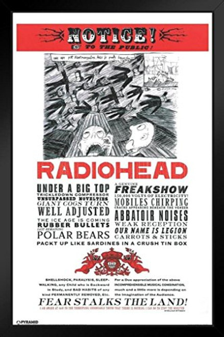 Pyramid America Radiobead Notice Fear Stalks The Land Music Concert Black Wood Framed Art Poster 14x20 Pyramid America Radiobead Notice Fear Stalks The Land Music Concert Black Wood Framed Art Poster 14x20
