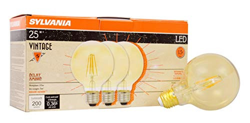 SYLVANIA General Lighting 40066 Sylvania Vintage LED Bulb, Amber Finish, 3 Piece