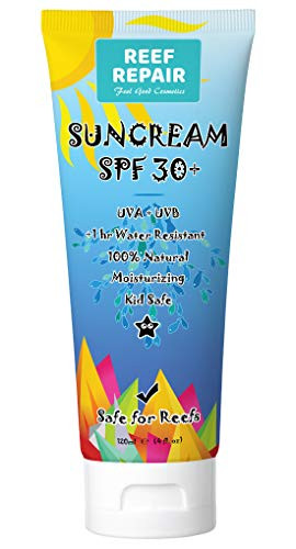 Reef Safe Sunscreen SPF 30+ All Natural, Water Resistant, Moisturizing, Biodegradable, Broad Spectrum UVA/UVB Ocean Friendly Mineral Sun Cream from Reef Repair 4 fl. Oz
