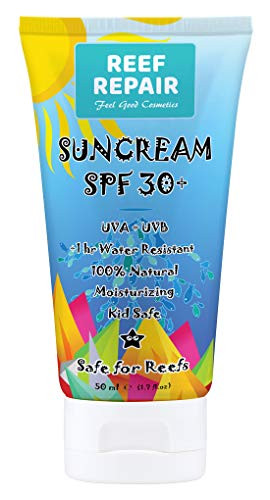 Reef Safe Sunscreen SPF 30+ All Natural, Travel Size, Water Resistant, Moisturizing, Biodegradable, Broad Spectrum UVA/UVB, Ocean Friendly Mineral Sun Cream from Reef Repair 1.7 fl. Oz
