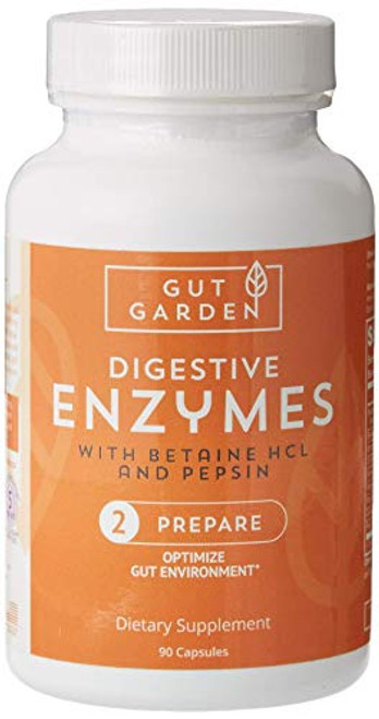 Gut Garden Digestive Enzymes with Betaine HCL with Pepsin - Digestive Health Supplement - Soy and Gluten Free - Bloating and Gas Relief - Constipation Relief - Acid Reducer - 90 Capsules