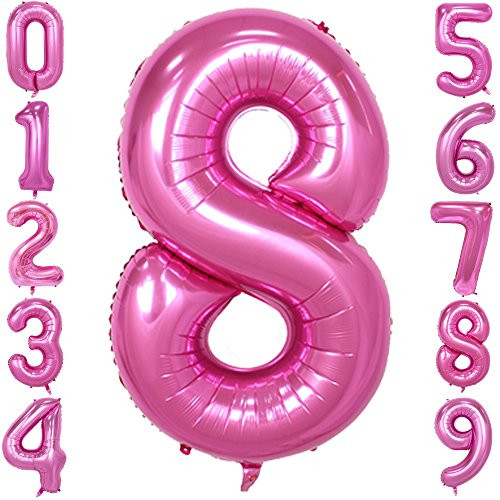 40 Inch Pink Large Number Balloons Mylar Foil Big Number 8 Giant Helium Balloon Birthday Party Decoration