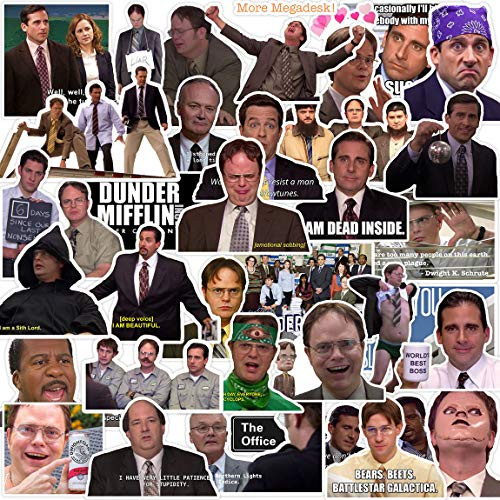 The Office Stickers Pack 50Pcs, Waterproof Vinyl Stickers Decals Funny Stickers for Laptop, Computers, Hydroflasks, Skateboard, Phone