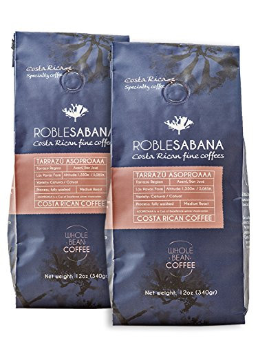Roblesabana® Tarrazu Costa Rica Specialty Coffee Medium to Dark Roast Whole Bean 12oz (Pack of 2)
