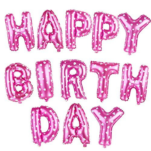 Simple polymer 16" Happy Birthday Alphabet Letters Balloons Foil Balloons Mylar Balloons Party Decoration Balloons, Pink