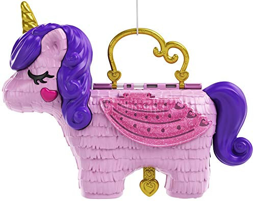 Polly Pocket Unicorn Party Large Compact Playset with Micro Polly & Lila Dolls, 25+ Surprises to Discover & Fun Princess Party Play Areas: Bouncy House, Castle, Swings, Water Floatie & More