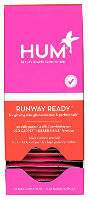 HUM Runway Ready Set - Support Strong Hair, Skin & Nails Supplement - Blend of Vegan Biotin, Black Currant Seed Oil & Sunflower Seed Oil (30 Day Supply, Vegetarian Softgels) HUM Runway Ready Set - Support Strong Hair, Skin & Nails Supplement - Blend of Vegan Biotin, Black Currant Seed Oil & Sunflower Seed Oil (30 Day Supply, Vegetarian Softgels)