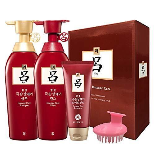 Ryoe Korean Herbal Anti Hair loss Damaged Hair Shampoo Conditioner,Treatment, Scalp Massaging brush set