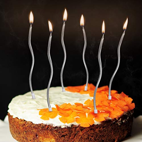 Birthday Candles Pack for Birthday, Wedding Party and Cake 6 Pack Silver