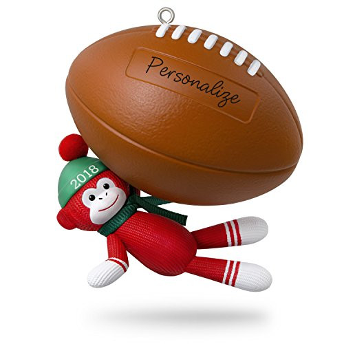 Hallmark Keepsake Personalized Christmas Ornament 2018 Year Dated, Football Star Sock Monkey Hallmark Keepsake Personalized Christmas Ornament 2018 Year Dated, Football Star Sock Monkey