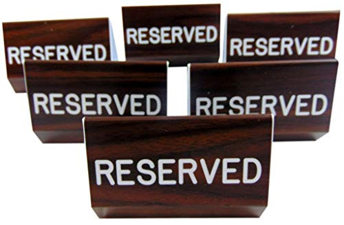 Reserved Sign for Church Pew Multipack with Dual Sided Script and Easy Clamp On Attachment Smaller Size 4 Inch, Set of 6