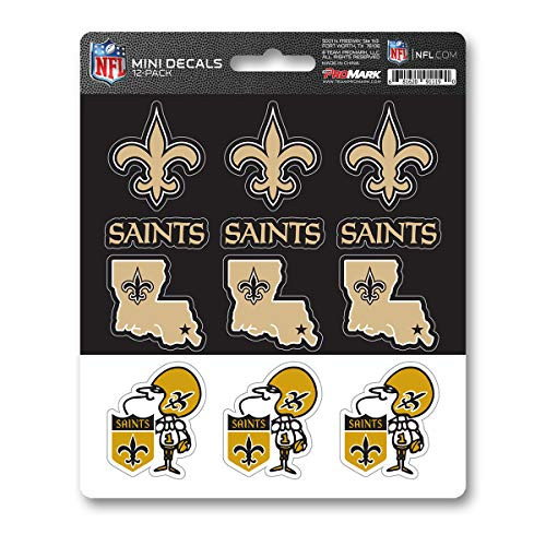 FANMATS NFL New Orleans Saints DecalDecal Set Mini 12 Pack, Team Colors, One Size