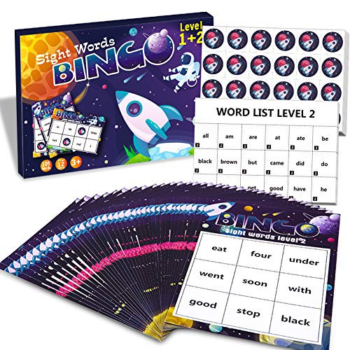 WaaHome Sight Words Bingo Games for Kids Double Sided Sight Words Learning Game with 36 Bingo Cards