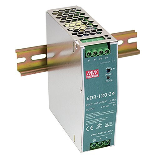 MEAN WELL EDR-120-24 Single Output DIN Rail Power Supply 24V 5 Amp 120W MEAN WELL EDR-120-24 Single Output DIN Rail Power Supply 24V 5 Amp 120W