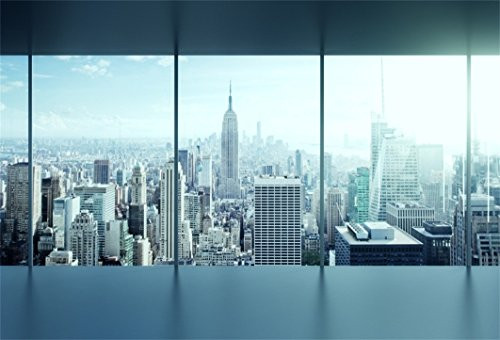 AOFOTO 7x5ft Business Office Sash Window Backdrop French Window Photography Background Casement Work Modern City Building New York Skyscraper Photo Studio Props Success Job Woman Man Vinyl Wallpaper