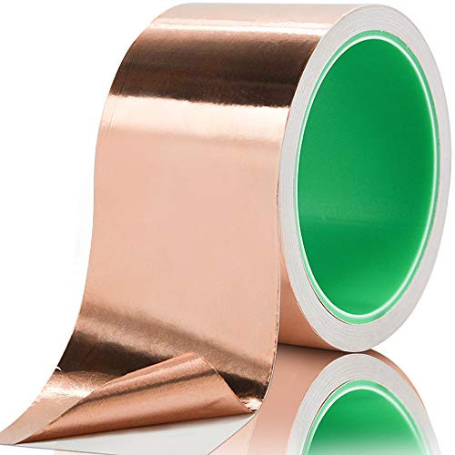 Copper Foil Tape with Conductive Adhesive, for EMI Shielding, Guitar, Soldering, Electrical Repairs, Paper Circuits, Crafts, Grounding