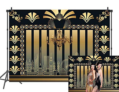 DANIU 8x6FT Roaring 20s Theme Backdrop The Great Gatsby Photography Background Retro Birthday Wedding 1920s Party Decor Adult Celebration Photo Booth Prop