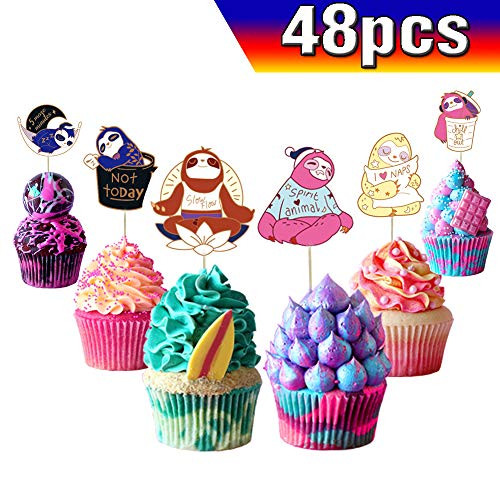 Sloth Cupcake Toppers Sloth Cake Toppers 48PCS, Sloth Happy Birthday Party Supplies Cake Decorations for Sloth fans, Kids Birthday Party Sloth Cupcake Toppers Sloth Cake Toppers 48PCS, Sloth Happy Birthday Party Supplies Cake Decorations for Sloth fans, Kids Birthday Party
