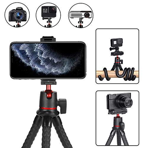 Flexible Tripod, SmallX Vlog Tripod Stand with Hidden Phone Holder w Cold Shoe Mount, 1/4'' Screw for Magic Arm, Smartphone Tripod Mount Universal for iPhone Samsung Canon Nikon Sony - 2871