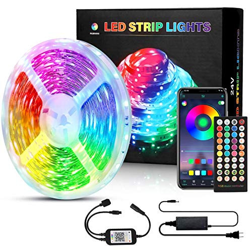 50ft /15M LED Strip Lights Kit, Flexible Led Light Strip Color Changing 5050 RGB with Bluetooth Remote Phone App Controller, LED Rope Lights Strip Sync to Music for Bedroom,Party and Home 50ft /15M LED Strip Lights Kit, Flexible Led Light Strip Color Changing 5050 RGB with Bluetooth Remote Phone App Controller, LED Rope Lights Strip Sync to Music for Bedroom,Party and Home