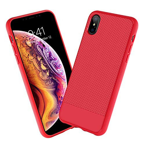 iPhone Xs Max Case GUAGUA Slim Fit Lightweight Soft Bumper Anti-Scratch Great Grip Cover Shockproof Protective Anti-Scratch Phone Cases for iPhone Xs Max 6.5 inch (2018 Release),Red