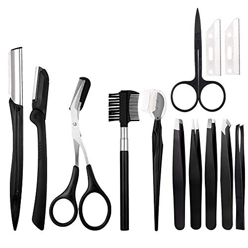 HEQUSigns 11Pcs Eyebrow Razor Eyebrow Kit, Eyebrow Grooming Kit Including Facial Trimmer, Tweezers, Scissors, Eyebrow Brush Comb and Razor for Women and Men HEQUSigns 11Pcs Eyebrow Razor Eyebrow Kit, Eyebrow Grooming Kit Including Facial Trimmer, Tweezers, Scissors, Eyebrow Brush Comb and Razor for Women and Men