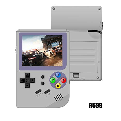MJKJ Handheld Game Console , RG99 Retro Game Console Free with 16G TF Card Built-in 2000 Classic Game Console 2.8 Inch IPS Screen Portable Video Game Console - Gray