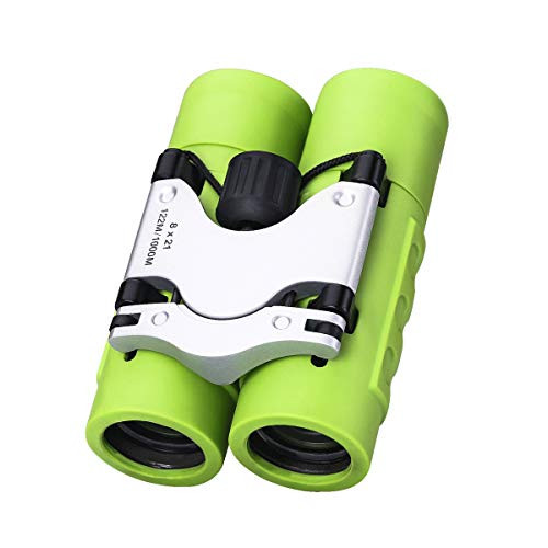 Vazussk Binoculars for Kids 8x21 High-Resolution Shockproof Mini Compact Binoculars for Boys Girls with Neck Strap for Bird Watching Hiking Hunting (Green)