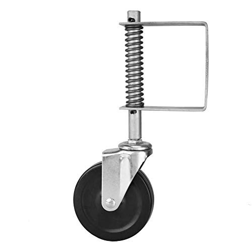 4" Rubber Gate Wheel Heavy Duty Flat Free Spring Loaded Swivel Caster with 220lbs Load Capacity
