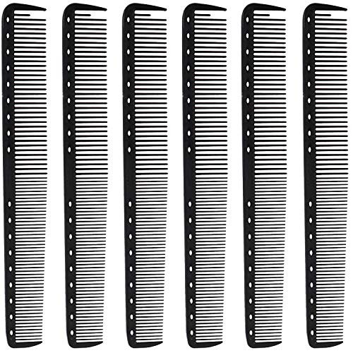 6 Packs Black Comb Carbon Fine Cutting Comb Carbon Fiber Hair Styling Combs Hairdressing Comb Heat Resisitant Teasing Comb for Women Men Hair Types Styles