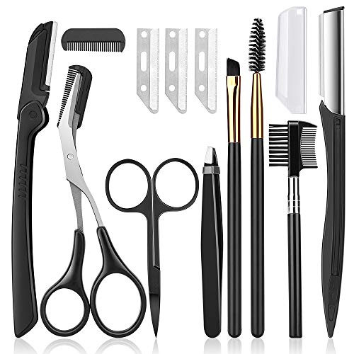 Eyebrow Razor Eyebrow Kit,Senignol 12PCS Eyebrow Grooming Set Tools Including Eyebrow Scissors with Comb,Tweezers,Face Razors,Eyebrow Trimmer,Eyelash Brush,Eyebrow Comb,Eyebrow Trimming kit for Women Eyebrow Razor Eyebrow Kit,Senignol 12PCS Eyebrow Grooming Set Tools Including Eyebrow Scissors with Comb,Tweezers,Face Razors,Eyebrow Trimmer,Eyelash Brush,Eyebrow Comb,Eyebrow Trimming kit for Women